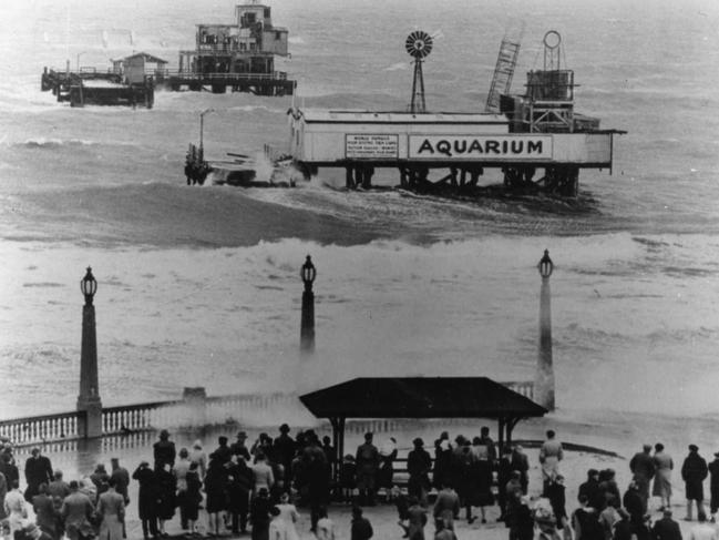 The Glenelg jetty was destroyed by a storm in April, 1948.