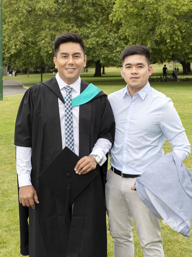 JC Caridad and Jomar Aio at the UTAS Graduation at Launceston. PICTURE CHRIS KIDD