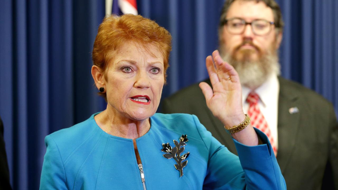 Pauline Hanson is battling Legalise Cannabis Australia for the final Queensland Senate seat. Picture: Steve Pohlner