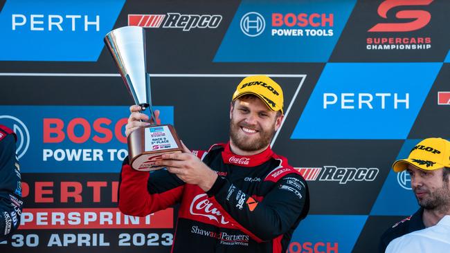 Brodie Kostecki with the silverware. Picture: Daniel Kalisz/Getty Images