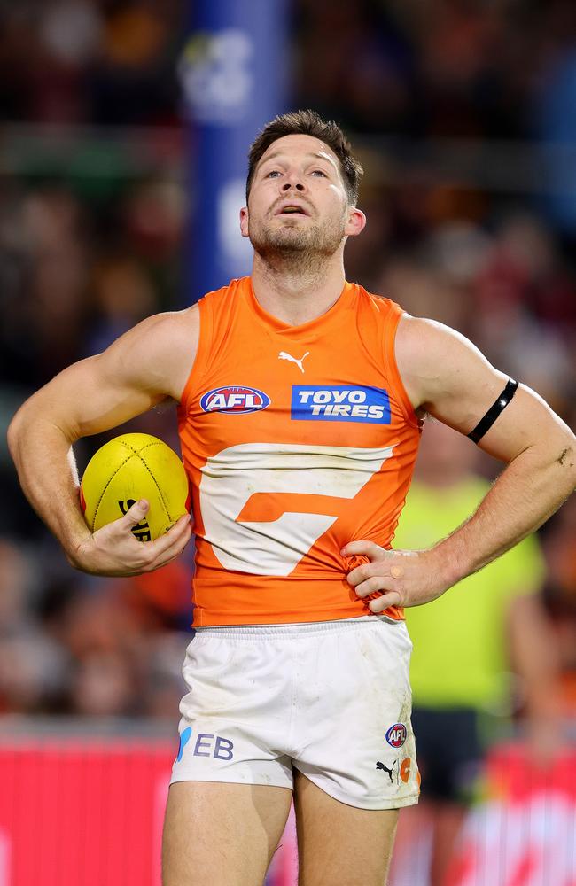 Toby Greene’s Giants have been underwhelming in the past two months. Picture: Sarah Reed/AFL Photos via Getty Images.