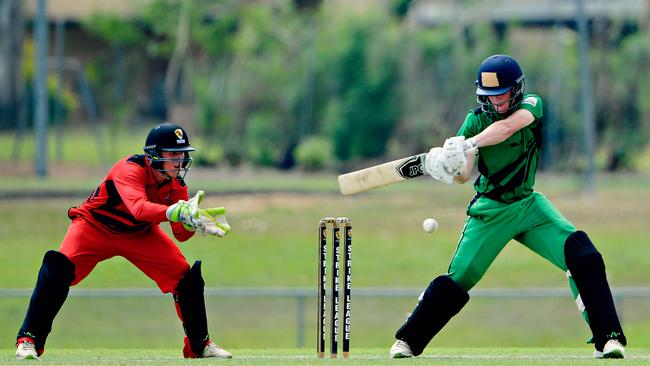 Matt Gilkes keeping to a delivery bowled to Joshua Doyle in the Strike League one-day series.