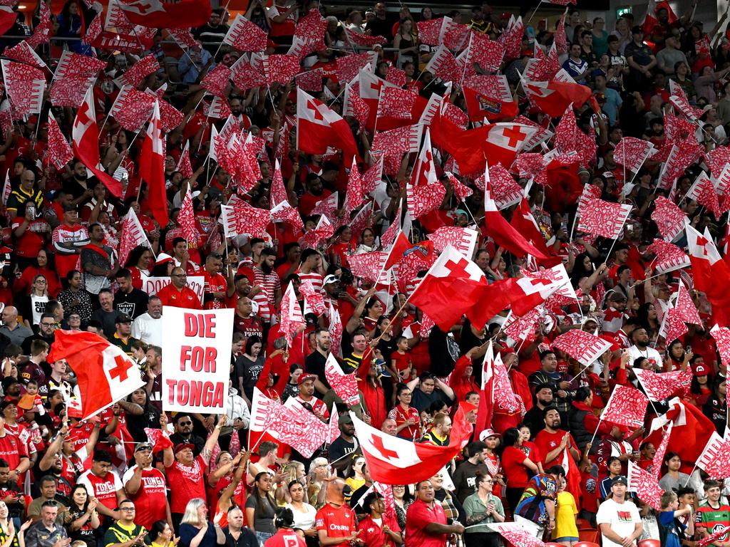 Tongan fans show their support. Picture: Getty Images