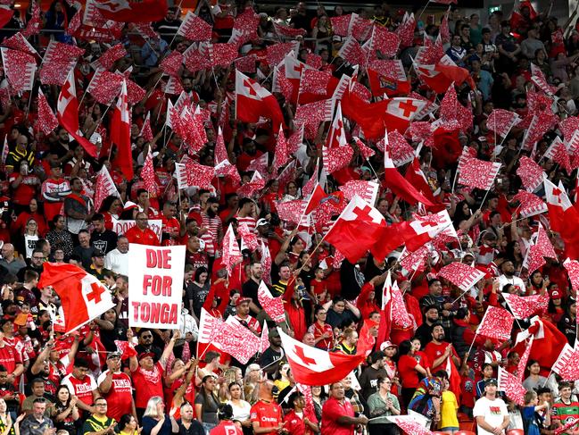 Tongan fans show their support. Picture: Getty Images