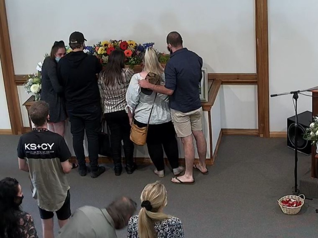 Loved ones laid a single rose petal on Jye's coffin as they left the processession and said their final goodbyes. Picture: Supplied