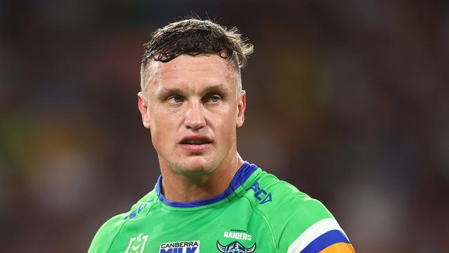 Xaiver Savage was denied a try after a falcon from Jack Wighton was controversially called a knock-on. Picture: Getty Images.