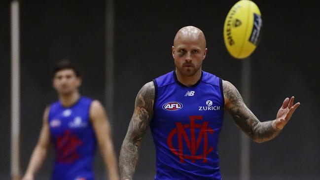 Melbourne’s Nathan Jones trains indoors in Sydney on Tuesday Picture: Getty Images