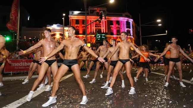 Is the sweaty, glittery and budgie-smuggler-heavy Mardi Gras parade how we should be approaching equal rights? (Pic: Supplied)