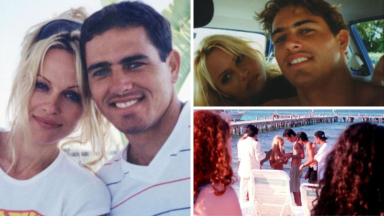 Kelly Slater found out he was no longer dating Pamela Anderson in the most brutal way possible. Pictures: Netflix, GC Images