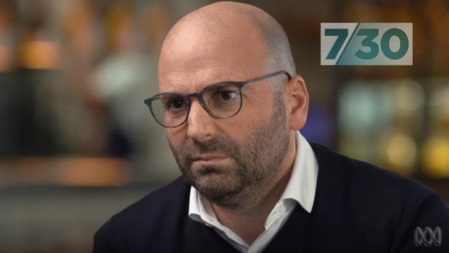 George Calombaris during tonight’s 7.30 interview. Picture: ABC