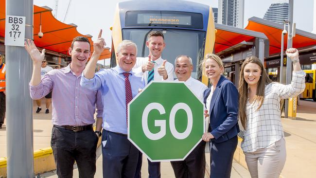 There were big smiles when the tram extension was announced but the contract still remains unsigned. Picture: Jerad Williams