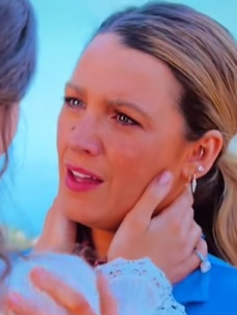 At one point Lively's character is also wearing a ring, and then when the camera switches it disappears.
