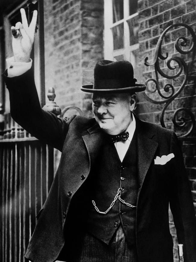 British Prime Minister Sir Winston Churchill outside 10 Downing Street in 1943. Picture: AFP