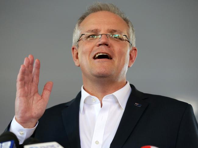 Prime Minister Scott Morrison speaking to the media after a visit to Galilee Catholic Primary School in North Bondi. Picture: Jonathan Ng