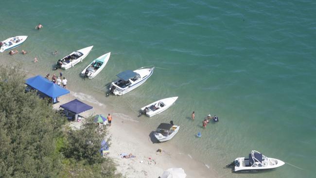 A file image of boats at Wave Break Island.