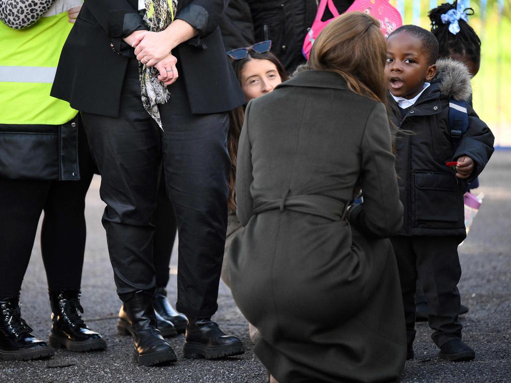 The Princess of Wales gave her Remembrance poppy to three-year-old, Akeem. Picture: AFP