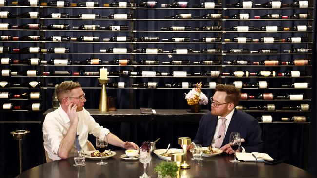 Perrottet and journalist James O’Doherty dig in at Luke’s Kitchen. Picture: Richard Dobson