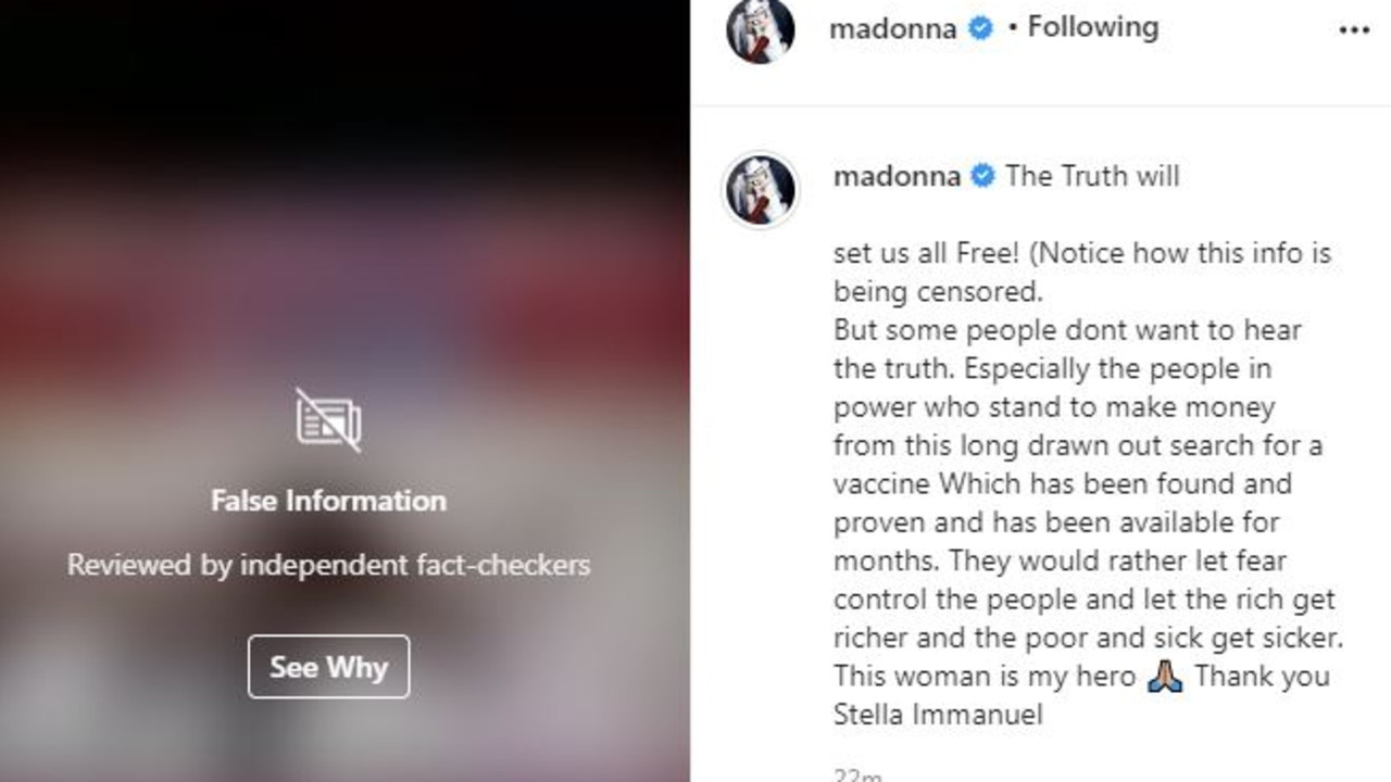 The since-deleted Madonna Instagram post.