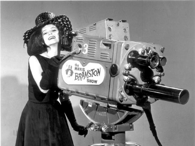 PIRATE: Actor Maggie Dence in 1960's TV show 'The Mavis Bramston Show', standing near television camera.