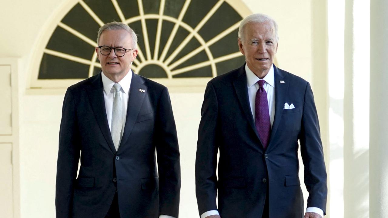 Australian Prime Minister Anthony Albanese and US President Joe Biden, who is facing growing calls to step down. Picture: NewsWire/ POOL/ Kevin Lamarque/ AFP