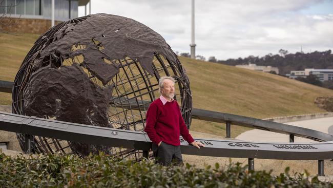 Trevor Lipscombe is shown at the Captain Cook Memorial Globe on Lake Burely Griffin in Canberra. Historian Trevor Lipscombe is on a mission to adequately celebrate Captain Cook's voyage. On the weekend of August 25-6, Lipscombe will lead a weekend at Little Rame Head, near Mallacoota in far eastern Victoria, where Cook first sighted Australia. The first point of the vast new continent he saw, Lipscombe says, looks so alike a spot at the place he left he named the spot after it. Ram Head is in Cornwall, and Cook sailed past it to leave the UK. Picture Sean Davey