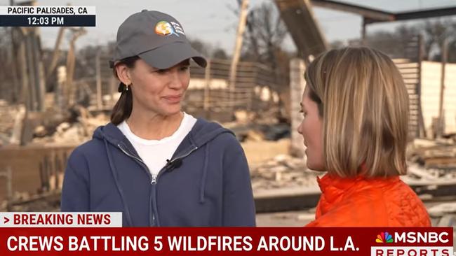 Jennifer Garner got emotional in a news live cross with MSNBC.