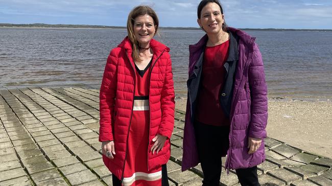 Fishing and Boating Minister Sonya Kilkenny and Member for Bass Jordan Crugnale visited Mahers Landing.