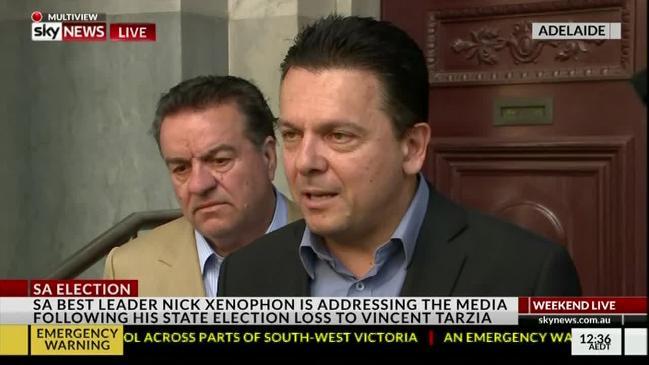 Xenophon addresses the media following his loss in the SA Elections