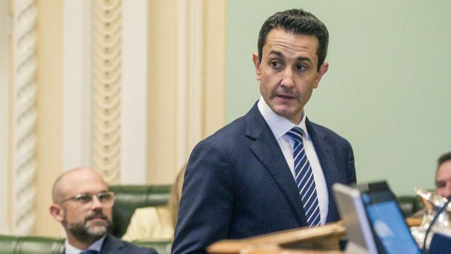 Premier David Crisafulli during his swearing-in at state parliament. Picture: NewsWire / Glenn Campbell