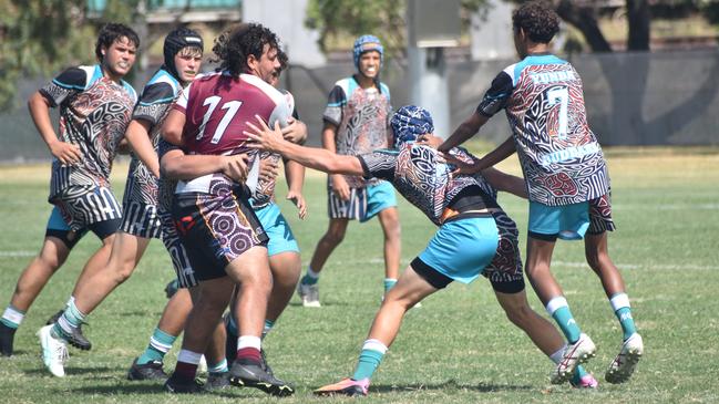 Warba Wangarunya Rugby League Carnival, under-17 boys, Yunba Buddas versus Gracemere Goannas, Saleyards Park, Rockhampton, January 19, 2024.