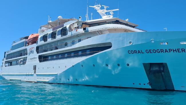 The 120-guest expedition ship Coral Geographer.