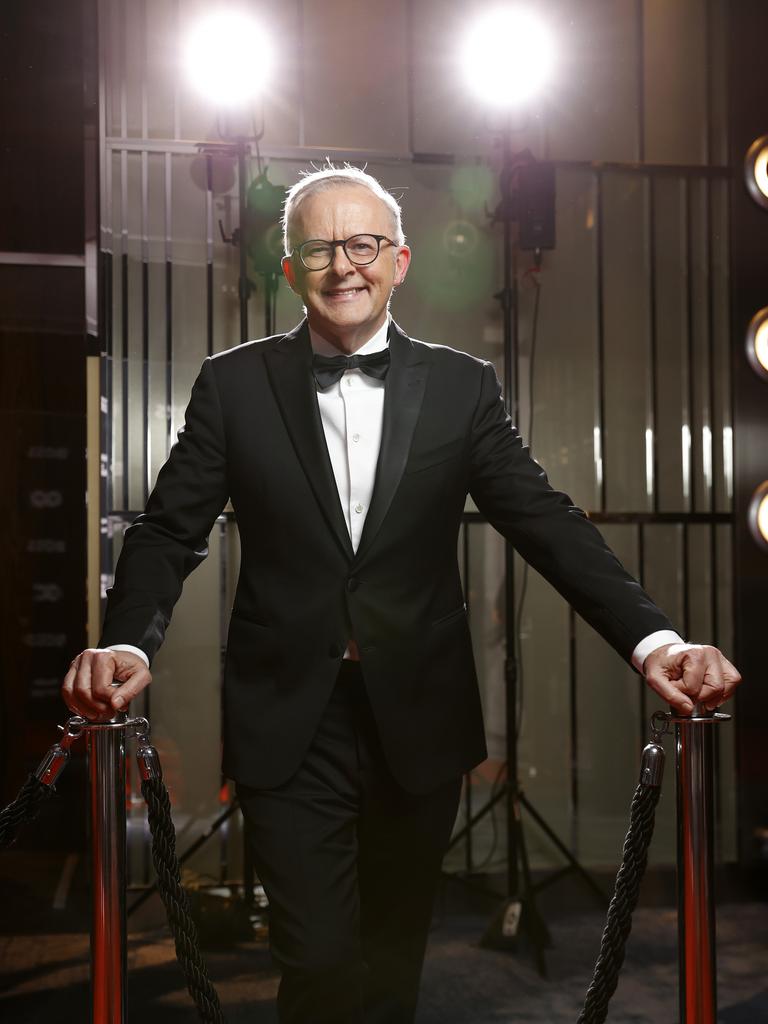 A showman - Prime Minister Anthony Albanese at the GQ Men of the Year held at Crown Sydney. Picture: Jonathan Ng