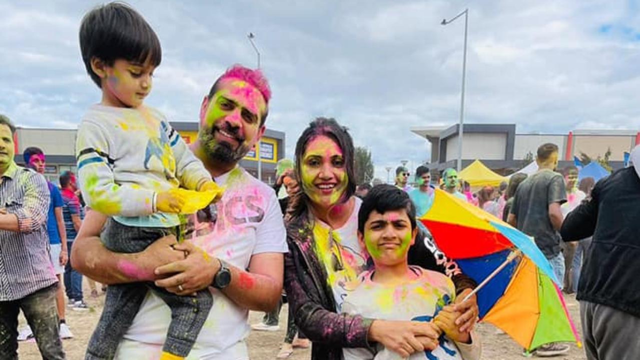 Vivek Bhatia (left) and his 11-year-old son Vihaan were killed when a car drove through a beer garden at Daylesford's Royal hotel. His wife Ruchi Bhatia (right) and six-year-old son Abeer were injured. Picture: Supplied