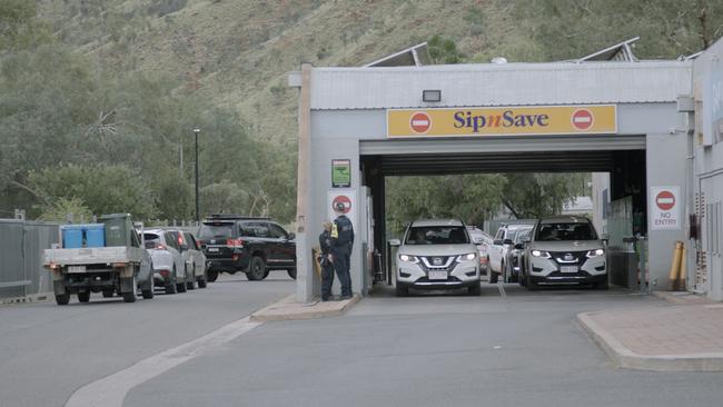 An Alice Springs bottle shop operates under the new alcohol sale restrictions. Picture: Sam Boneham