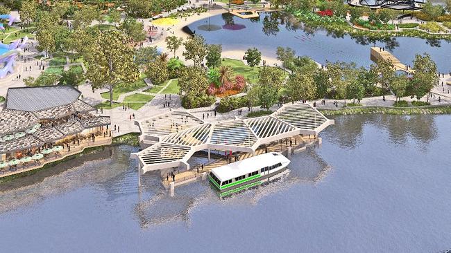 Artist impressions of a proposed ferry terminal at Evandale.