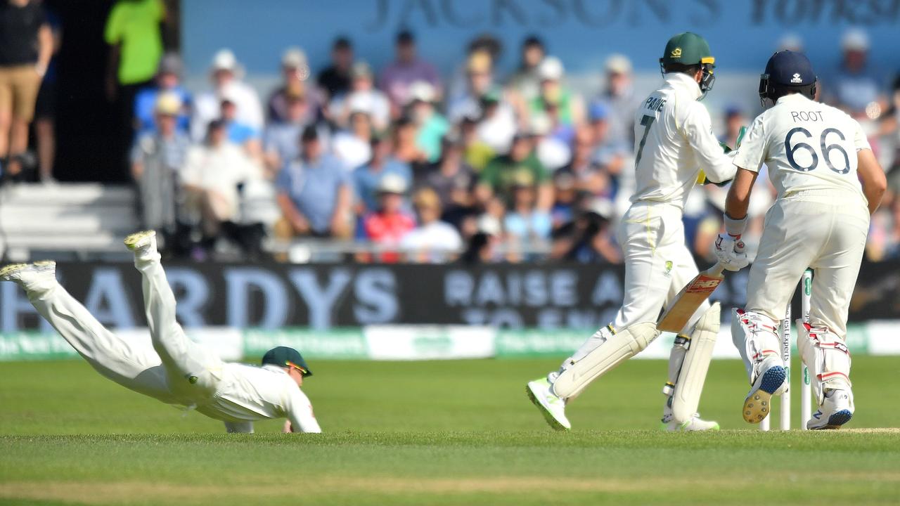 David Warner has taken a stunning catch at first slip that could go a long way to deciding the Ashes.