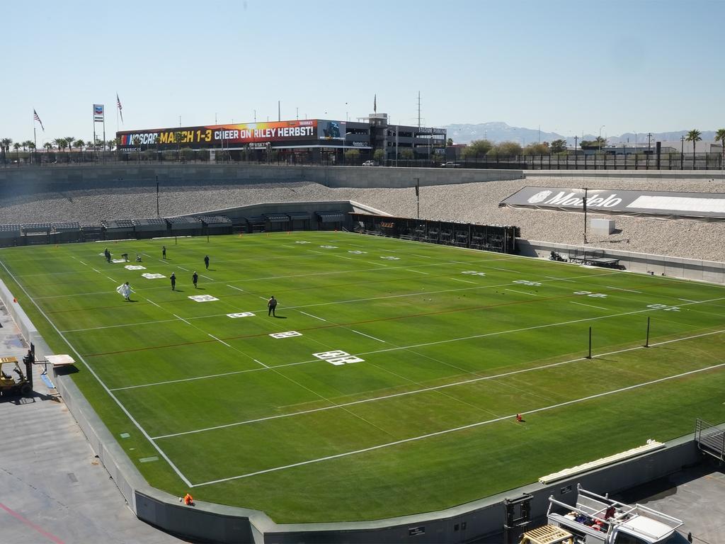 A first look at the Allegiant Stadium turf for the NRL season openers.