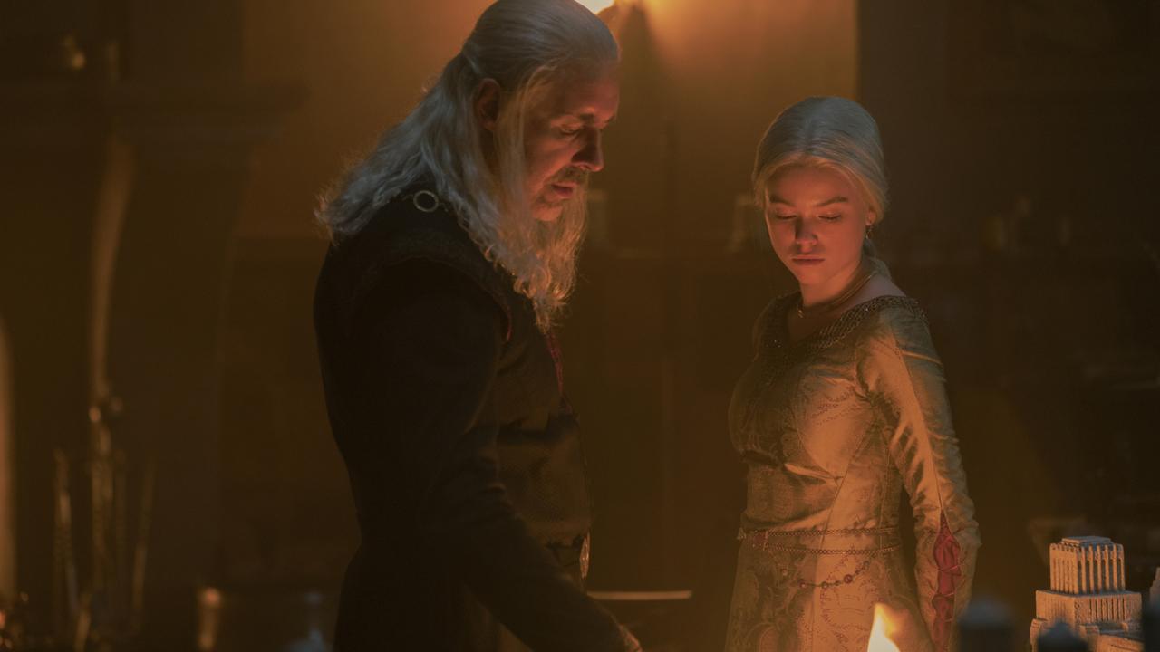 Viserys and Rhaenyra. Picture: Foxtel/Binge/HBO