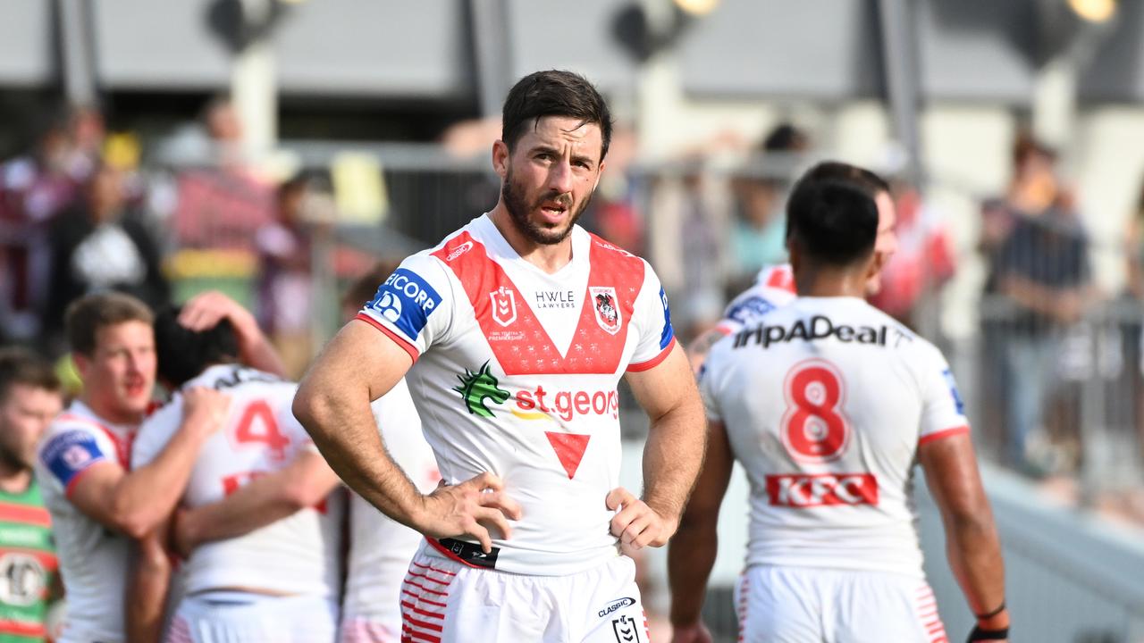 CAIRNS, AUSTRALIA - AUGUST 12: Ben Hunt of the Dragons looks on during round 24 NRL match between South Sydney Rabbitohs and St George Illawarra Dragons at Barlow Park on August 12, 2023 in Cairns, Australia. (Photo by Emily Barker/Getty Images)