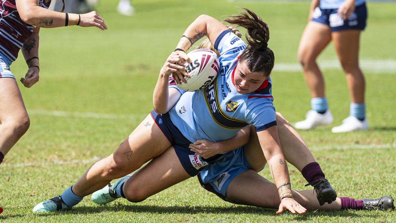 Zoe Cook for the Western Clydesdales against the Central Queensland Capras in round 1 of the BMD Premiership. Picture: Kevin Farmer