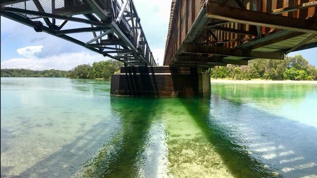 The footbridge under the bridge at Boambee Creek.