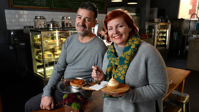 Gareth and Emma Grierson in happier times. They couple has been forced to put their suburban bakery into liquidation. Picture: Campbell Brodie