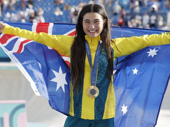 Australias Arisa Trew wins gold in the women’s skatepark final . Picture: Michael Klein