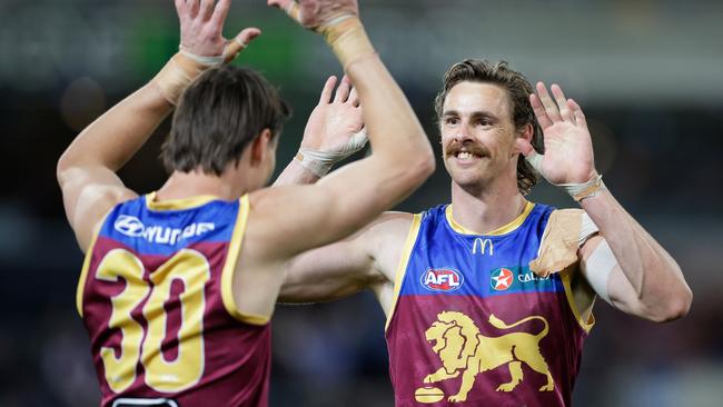 Joe Daniher and Eric Hipwood (Photo by Russell Freeman/AFL Photos via Getty Images)