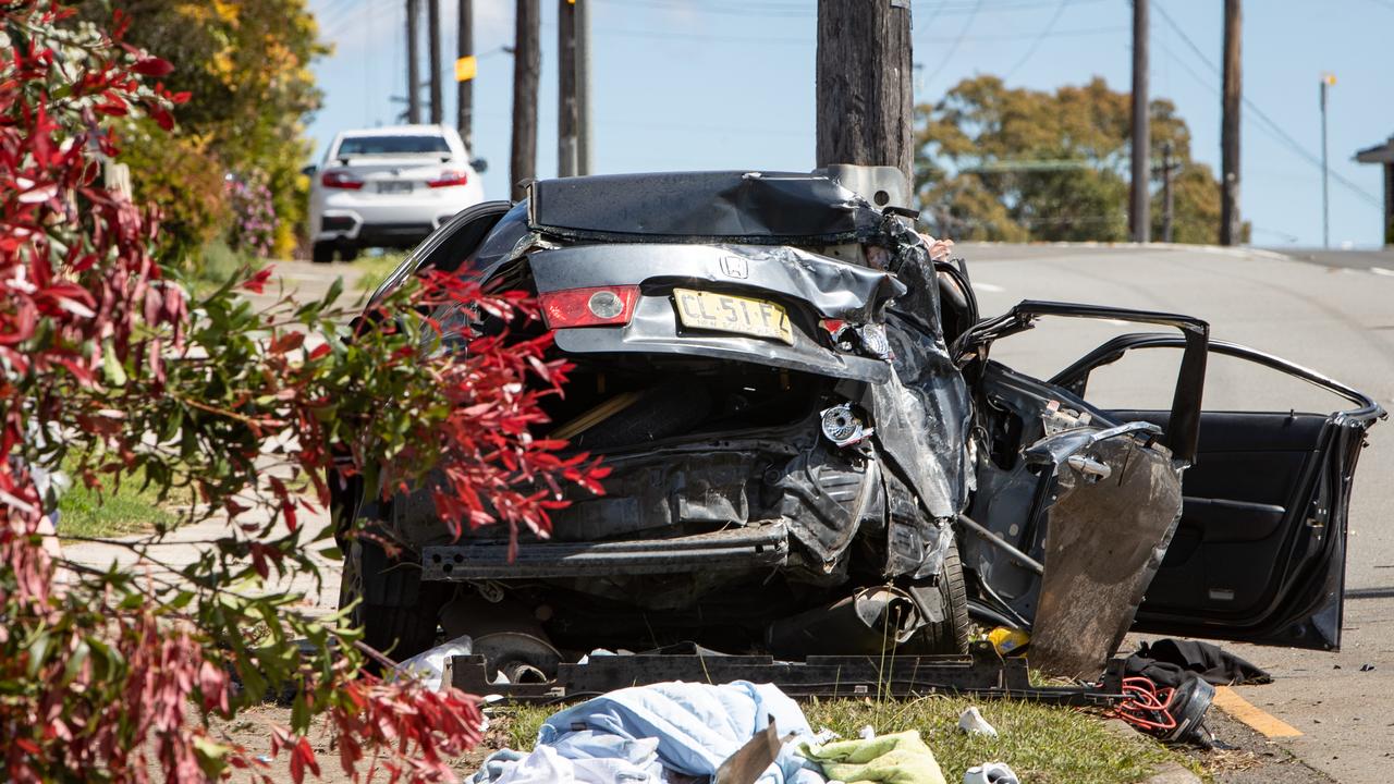 The car crashed on Stony Creek Rd in Beverly Hills last Friday. Picture: The Daily Telegraph