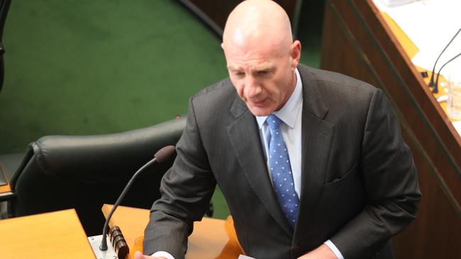 Treasurer Peter Gutwein explains the budget blow in State Parliament today. Picture: DAVID KILLICK