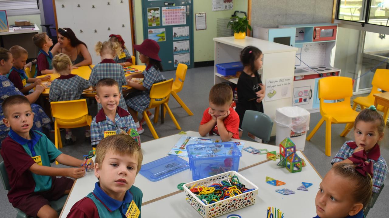 There was lots of fun to be had on the first day of prep in 2024 at Regents Park State School for these kids who were ready for some games. Picture: Jonathan O’Neill