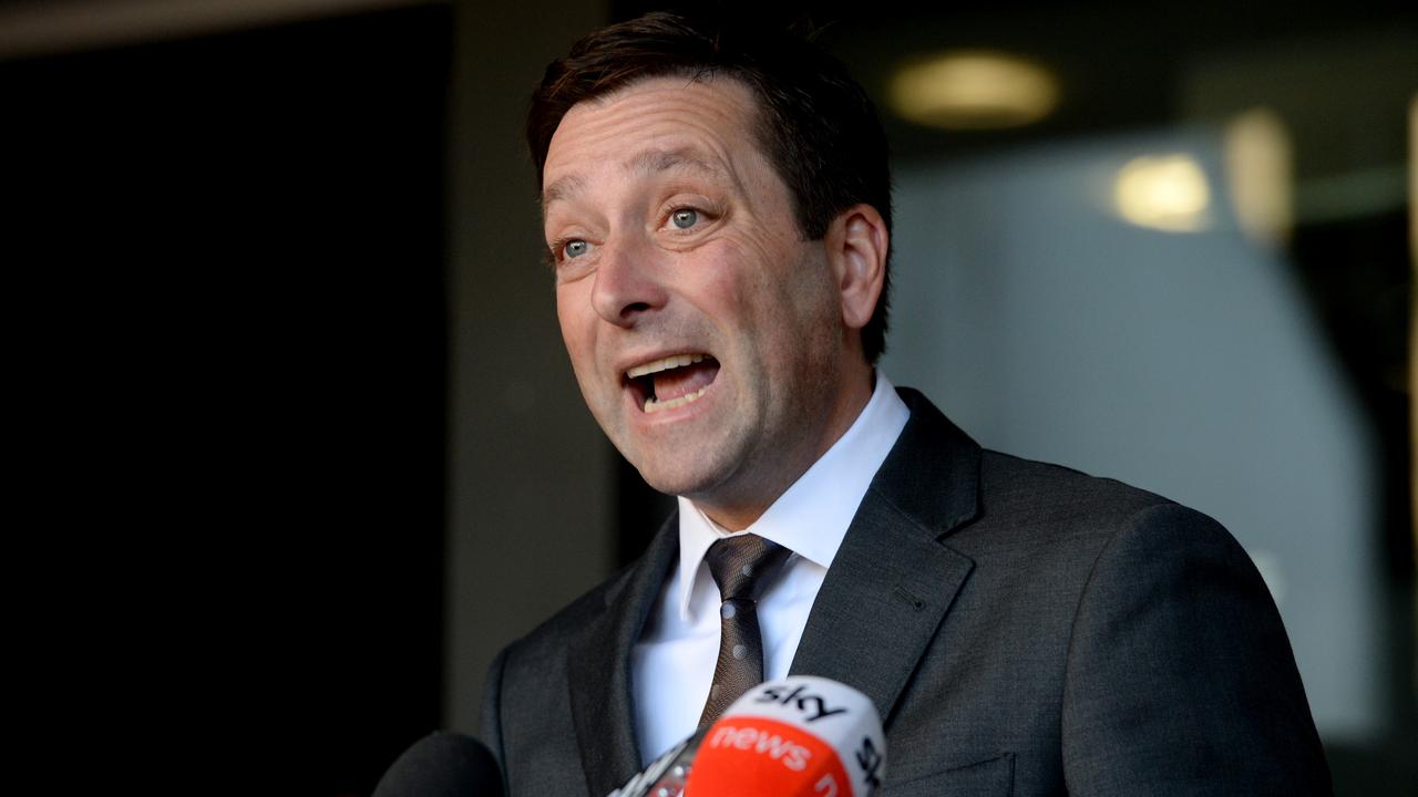 Matthew Guy has again refused to answer questions about the donor scandal. Picture: Andrew Henshaw