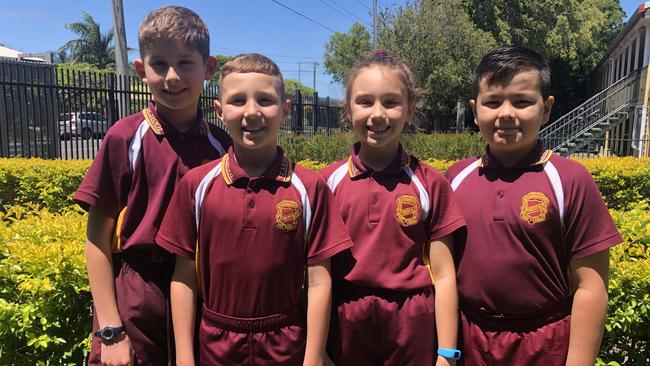 Scarborough State School 2023 School LeadersL-R – Liam Baldwin, Kody Martin, Olivia Worsfold and Johnathan Ellis. Picture: Contributed