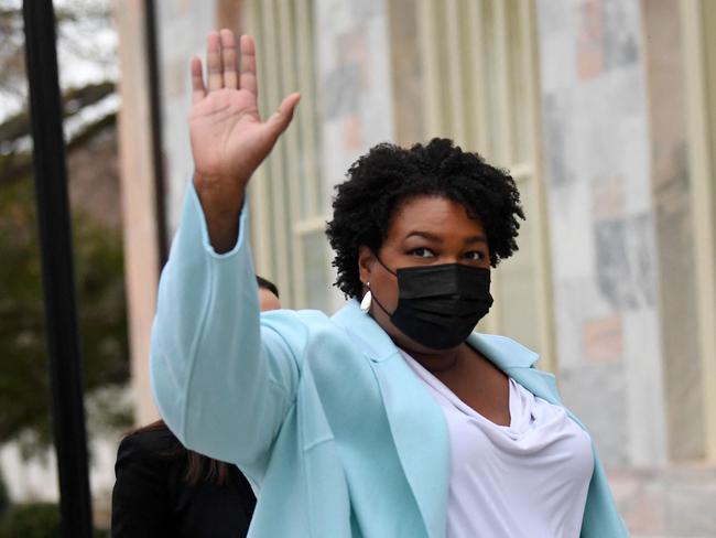 US politician and voting rights activist Stacey Abrams arrives to meet with US President Joe Biden at Emory University in Atlanta, Georgia on March 19, 2021. (Photo by Eric BARADAT / AFP)